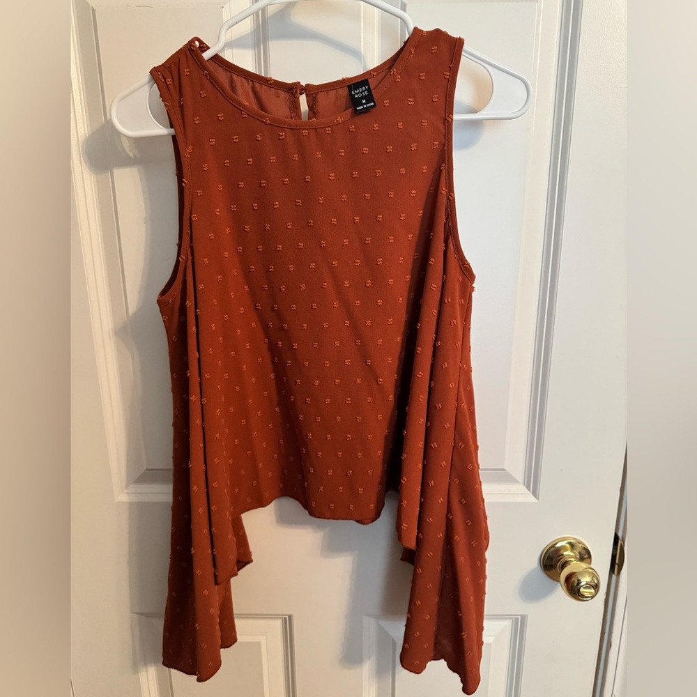 Elegant Sleeveless Blouse in Rich Terracotta